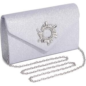Labair Women's Clutch Purse Sparkly Rhinestone Handbag, Silver square shape